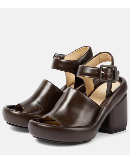 Lemaire Brown Leather Platform Sandals