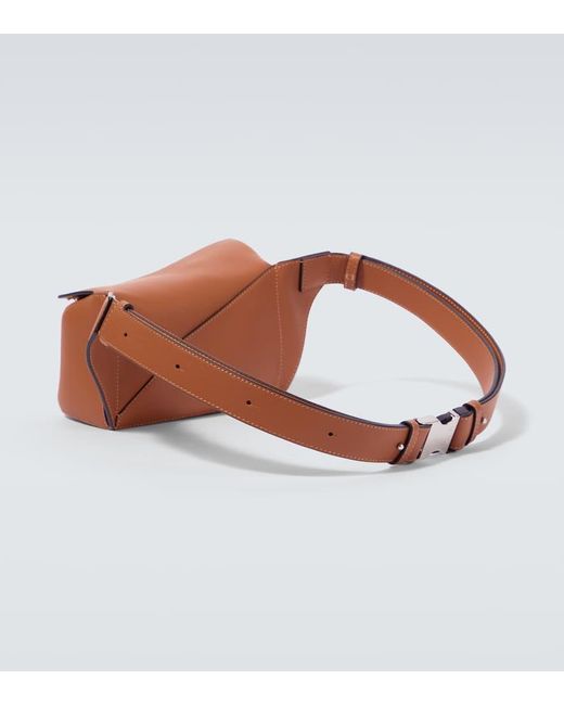 Loewe Brown Puzzle Mini Leather Belt Bag for men