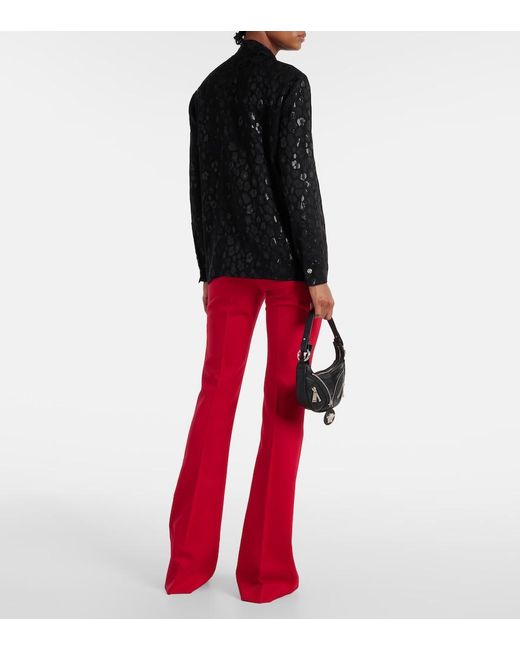 Versace Black Jacquard Satin Blouse