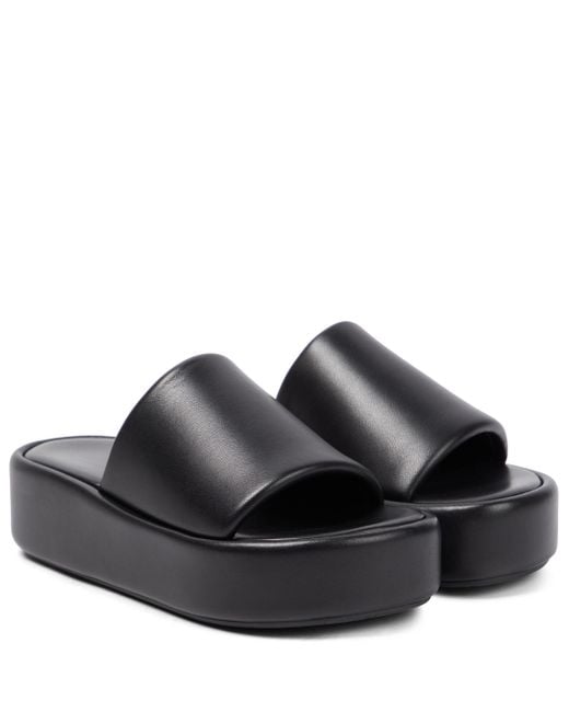 Balenciaga Rise Leather Platform Slides in Black Lyst Canada
