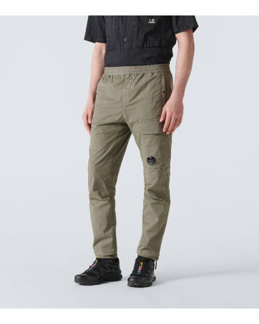 C P Company Green Cotton-blend Twill Cargo Pants for men