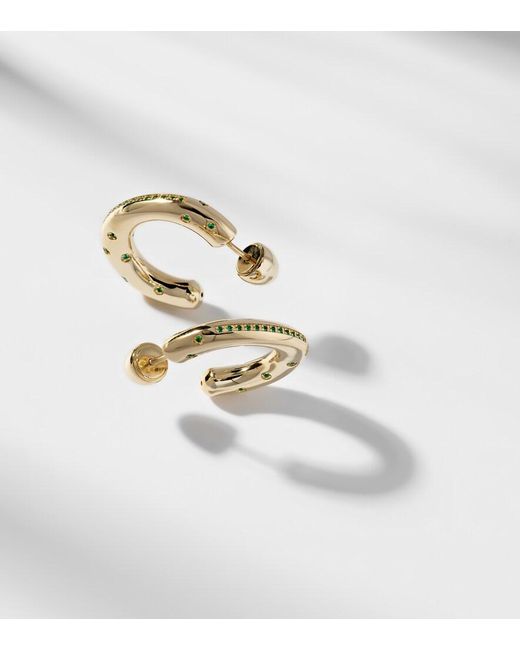 Lauren Rubinski White Peggy 14Kt Hoop Earrings With Emeralds