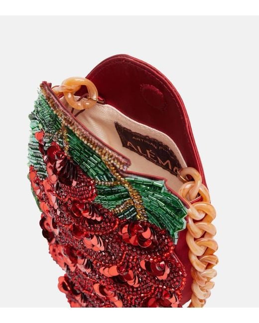 ALÉMAIS Red Verzierte Clutch Mercado Small