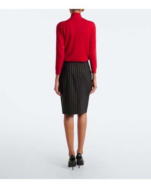 Dolce & Gabbana Black Pinstriped Wool Pencil Skirt