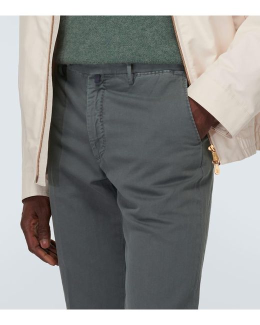 Pantalones rectos de algodon y lino Incotex de hombre de color Gray