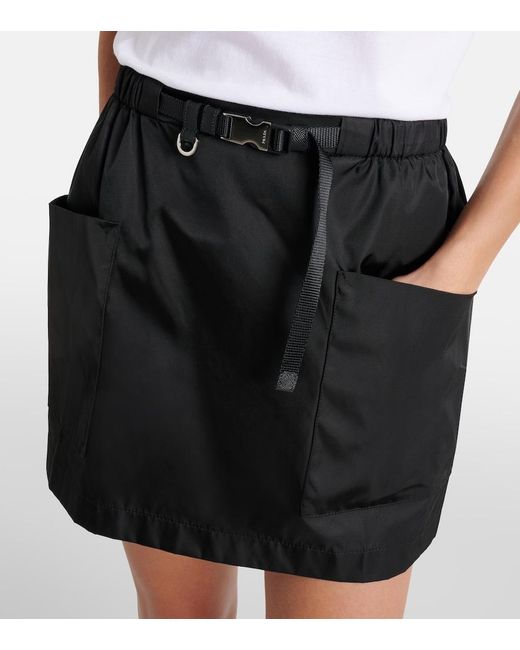 Prada Black Re-Nylon Belted Miniskirt