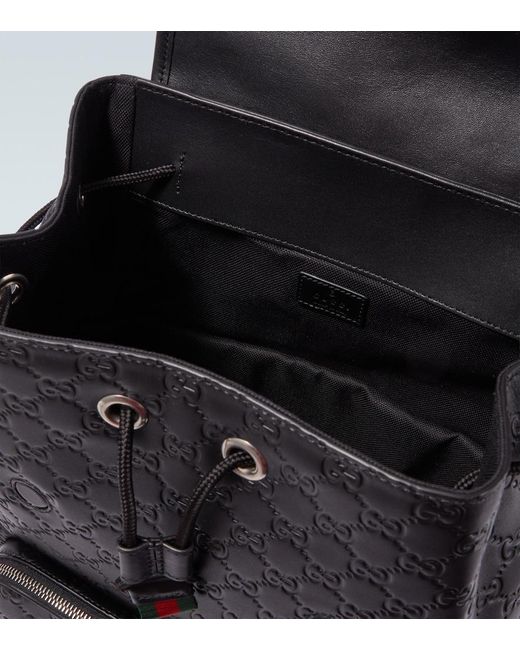Gucci Black Gg Medium Leather Backpack for men