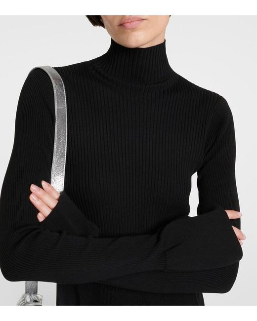 Joseph Black Mixed Media Duperre Midi Dress