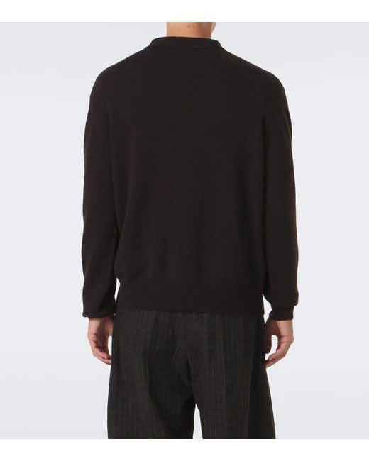 Lisa Yang Black Rufus Cashmere Polo Sweater for men