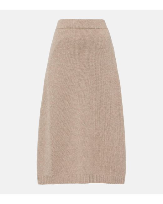 Brunello Cucinelli Natural Wool And Silk Blend Midi Skirt