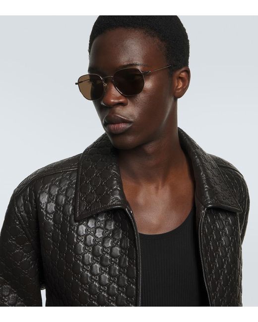Gucci Brown Round Sunglasses for men
