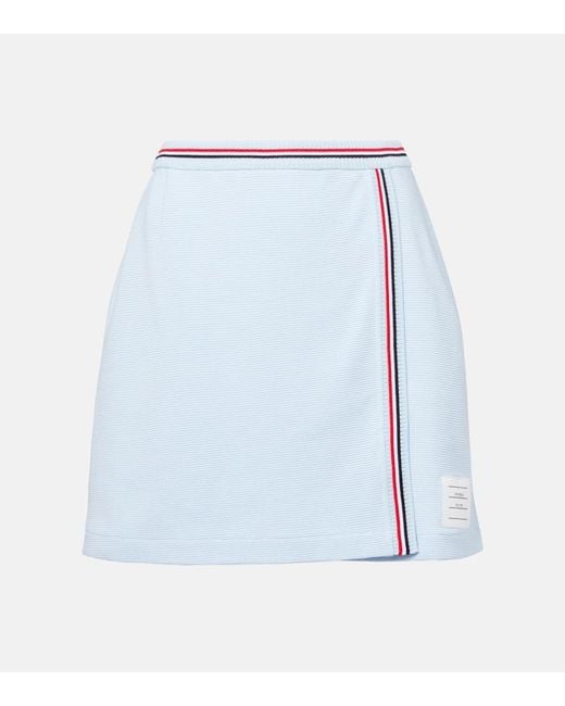 Thom Browne Blue Cotton Wrap Skirt