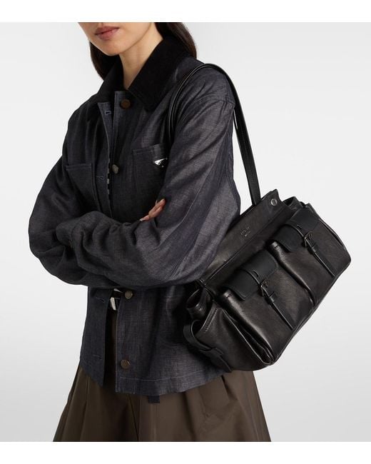 Prada Black Route Leather Tote Bag
