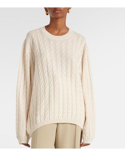 Jardin Des Orangers White Cable-Knit Wool And Cashmere Sweater
