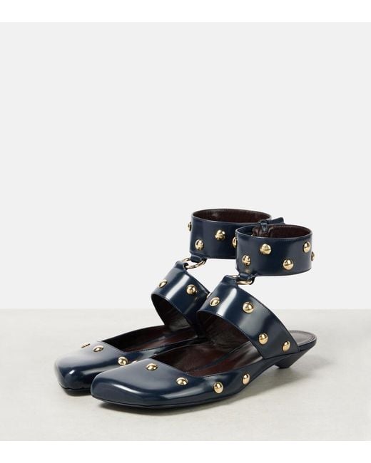 Chloé Blue Jade Studded Leather Sandals