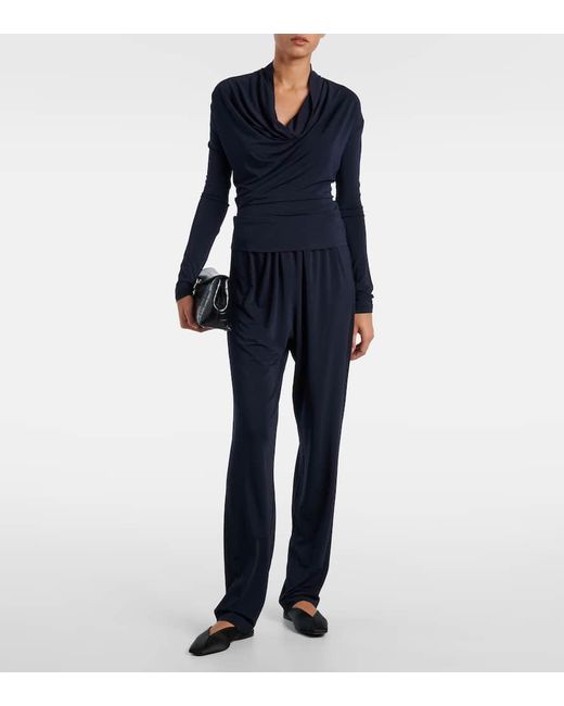 TOVE Blue Fina Draped Jersey Top