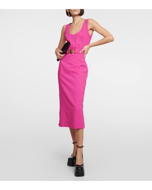Versace Medusa '95 Belted Midi Dress in Pink | Lyst