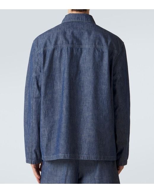 Jil Sander Blue Cotton Chambray Overshirt for men