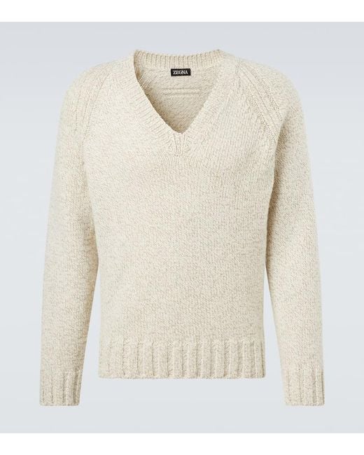 Zegna Sweatshirt Aus Kaschmir Und Wolle in White für Herren