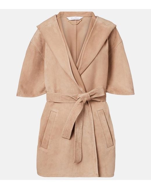 Max Mara Natural Chiffon Suede Wrap Jacket