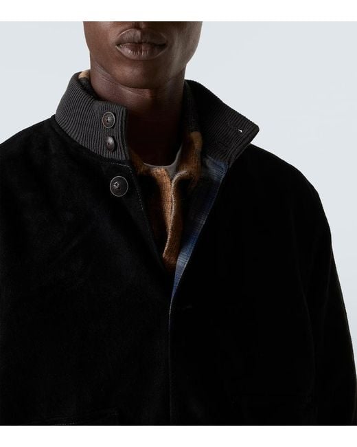 RRL Bomberjacke Mason Aus Veloursleder in Black für Herren