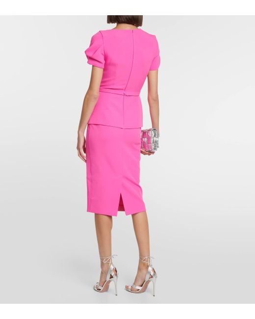 Safiyaa Pink Cassiopal Belted Heavy Crepe Cocktail Midi-dress