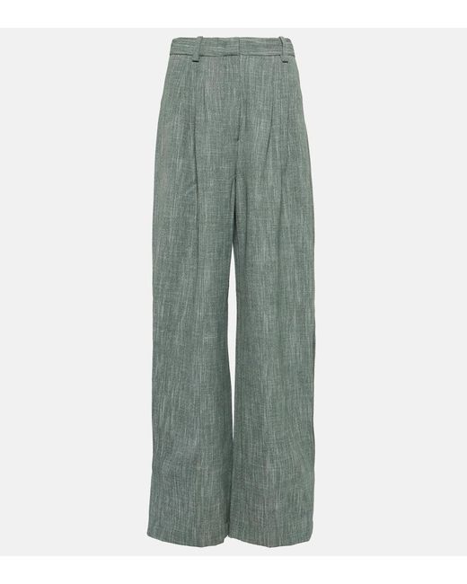 Co. Green High-Rise Wool-Blend Wide-Leg Pants