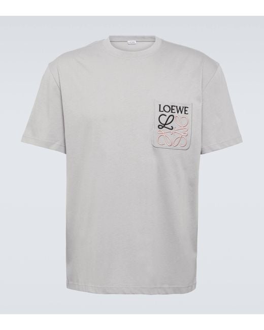 Loewe White Logo-embroidered Cotton T-shirt for men