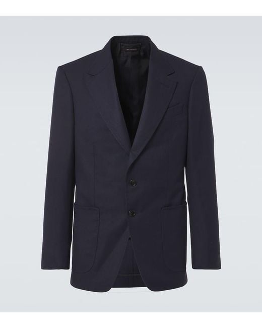 Tom Ford Anzugjacke Aus Wolle, Mohair Und Seide in Blue für Herren