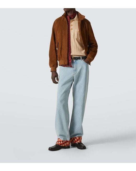 Valentino Natural Ribbed-Knit Cotton Polo Sweater for men