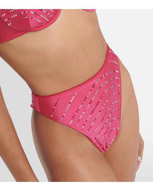 Oseree Pink Gem Embellished Bikini Set