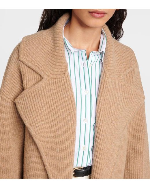 Totême  Brown Ribbed-knit Wool-blend Coat