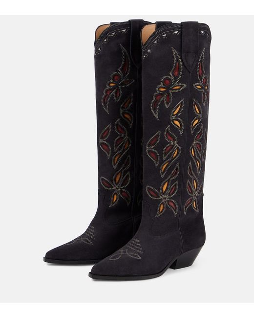 Isabel Marant Black Denvee Suede Knee-high Boots