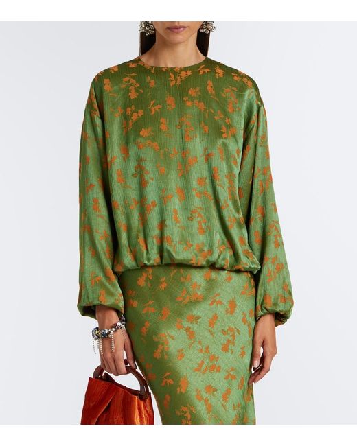 Dries Van Noten Green Floral Blouse