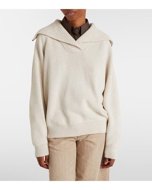 Brunello Cucinelli White Monili Cotton Sweater