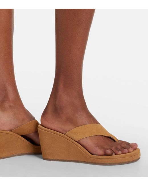 Ancient Greek Sandals Brown Charys Suede Wedge Thong Sandals
