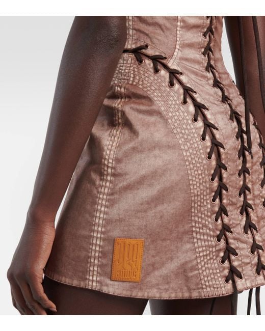 Mini-robe Façon Corset En Jean À Surpiqûres Et À Lacets Jean Paul Gaultier en coloris Brown