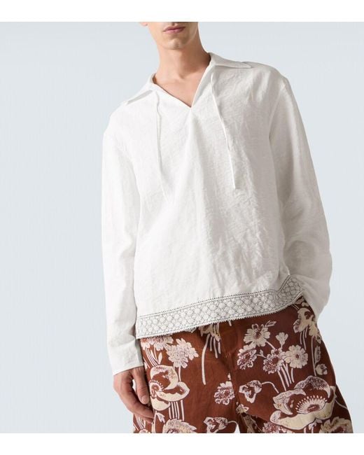 Commas Hemd Mit Haekelstrick in White für Herren