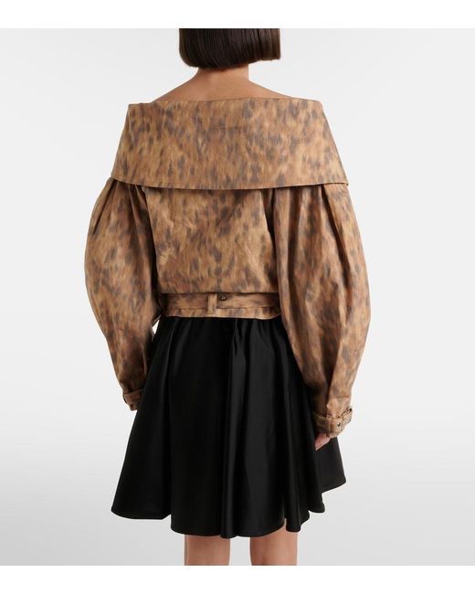 Ganni Brown Printed Cotton-Blend Jacket