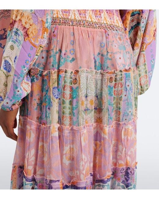 Camilla Printed Tiered Silk Maxi Skirt