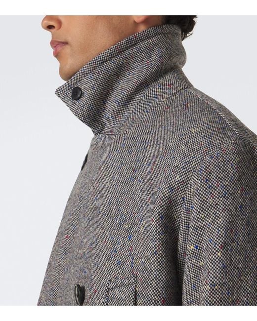 Dries Van Noten Gray Double-Breasted Wool Coat for men