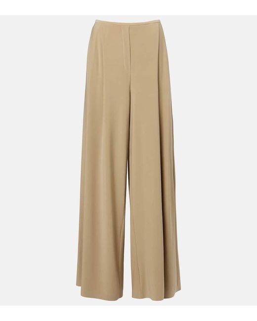 Norma Kamali Natural Pleated Wide-Leg Pants