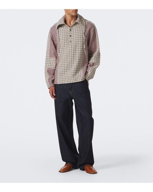 Dries Van Noten Natural Checked Cotton Shirt for men