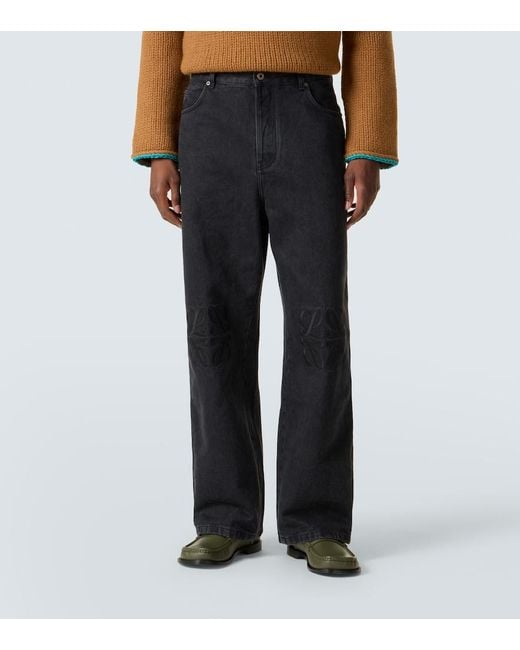 Loewe Blue Anagram Wide-Leg Jeans for men