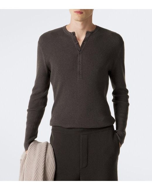 Lisa Yang Gray Falk Cotton And Cashmere Henley Shirt for men