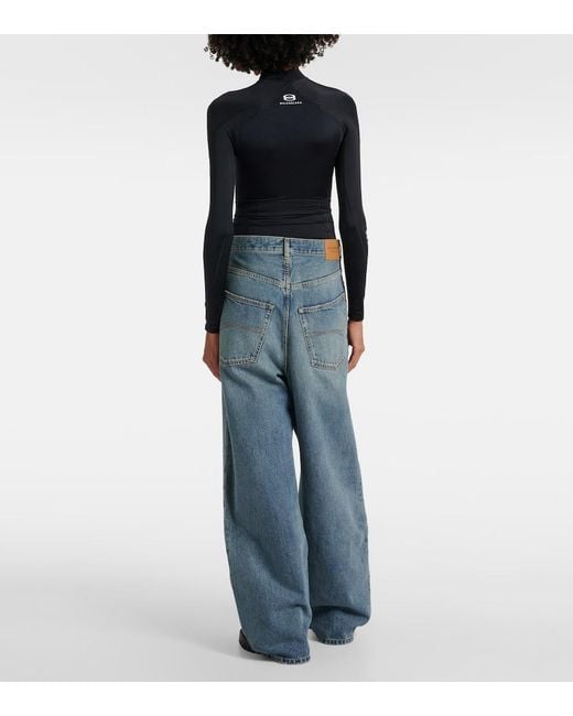 Balenciaga Blue Faded Mid-Rise Wide-Leg Jeans