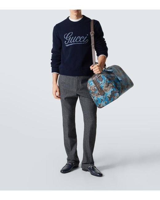 Gucci Blue Large Gg Canvas Duffel Bag for men