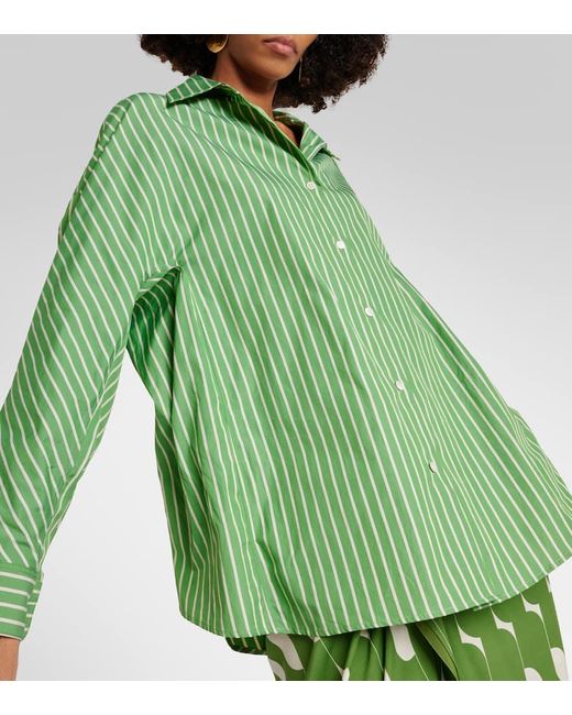 Camicia in popeline di cotone a righe di Dries Van Noten in Green