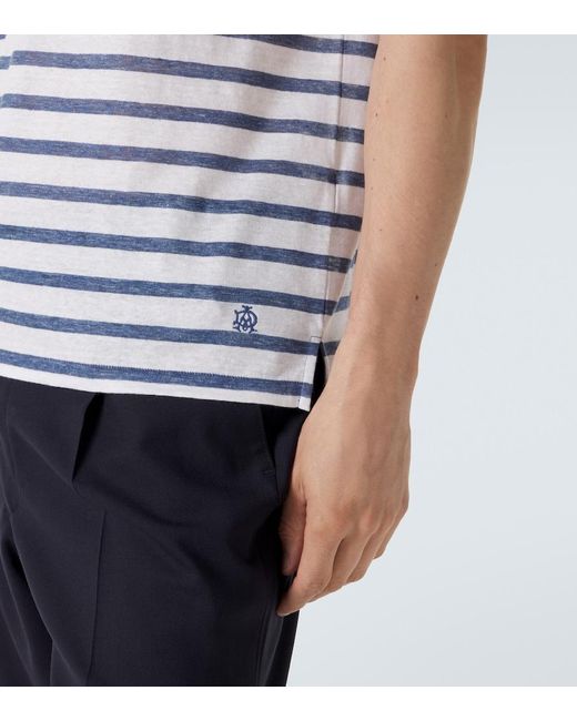 Dunhill Blue Striped Linen And Cotton T-Shirt for men