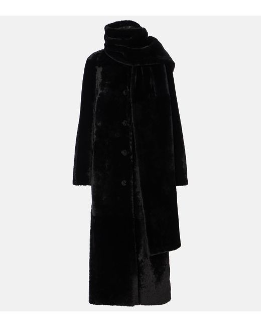 Nour Hammour Black Daphne Shearling Coat